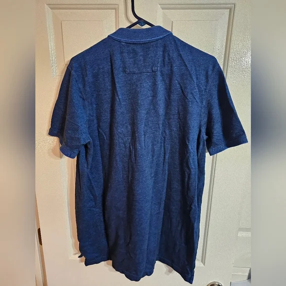 Banana Republic Organic Cotton Pique Polo Shirt L Tall Navy Blue Classic Fit - Picture 3 of 6